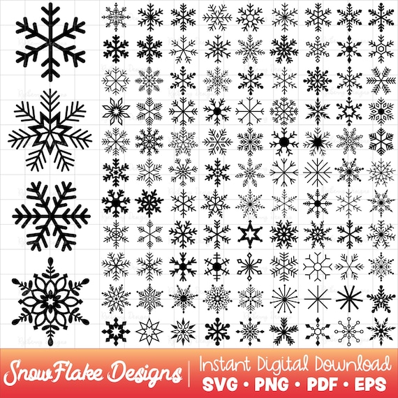 Snowflake SVG Bundle, Winter SVG, Snowflake Png, Snowflake Clipart, Christmas Svgs, Simple Snowflake Vectors, Snow Svg Pack, Snow Drawings