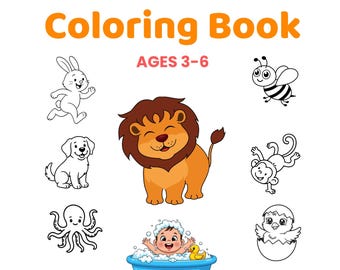 かわいい動物のぬり絵 / 印刷可能な子供向けぬり絵 / 3～6歳のお子様向けの楽しいアクティビティ / すぐにダウンロード