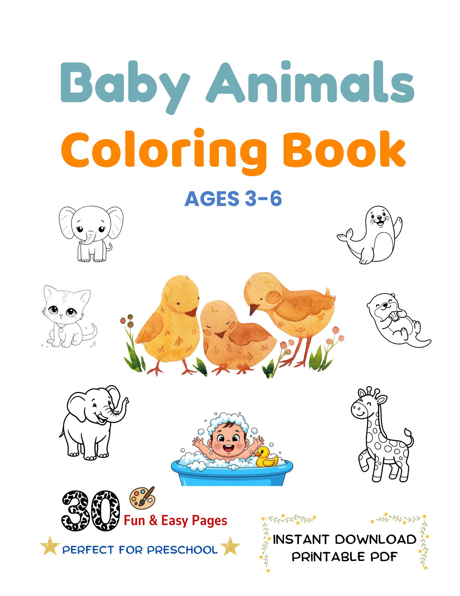 Baby Animals Coloring Pages / Kids Coloring Book Printable / Fun ...