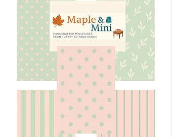 Dollhouse Wallpaper Set: 5 Pastel Miniature Wall Designs (A4 PDF Download)