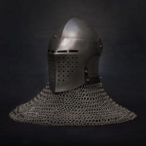 Medieval Knight Helmet |Spoleto Bascinet Helmet 18 Gauge Mild Steel | LARP Cosplay Armor | Renaissance Fair & SCA Reenactment