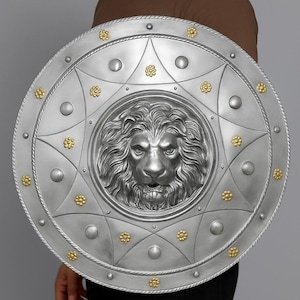 Lion Shield Wall Plaque: Medieval Heraldry Decor, Cosplay Prop
