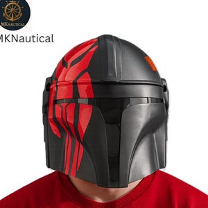 Black Mandalorian Helmet – Custom Painted Star Wars Cosplay Armor for Adults Halloween helm