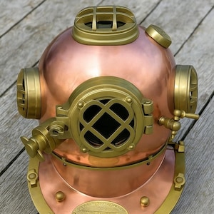 Antique Deep Sea Diver Helmet Replica | Aluminum Steel Nautical Helmet Decor | Vintage Maritime Gift