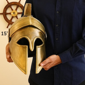 Brass Corinthian Helmet Replica: Spartan Greek Armor, Cosplay Collectible