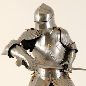 German Gothic Armor Suit, Medieval Full Body Knight Armor Set | 18 Gauge Steel Suit of Armor | Helmet Cuirass Pauldrons Hand Armor