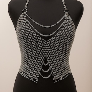 Silver Chainmail Halter Top: Medieval Festival, Rave, Cosplay Armor Bra