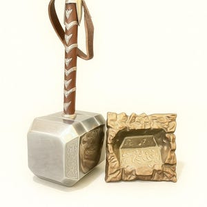 Thor’s Hammer Mjolnir Replica | Steel Norse Hammer with Display Base | Handmade Steel Thor Hammer | Marvel-Inspired Collectible Prop