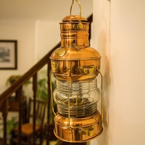 Nautical Anchor Lantern – Vintage Copper Brass Ship Lamp