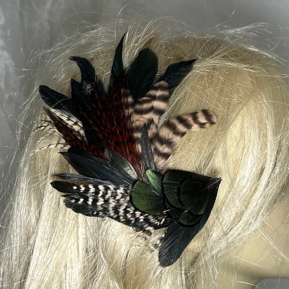 Feather Hair Clip Black Costume Accessory Feather Hair Clip Black Costume Accessory