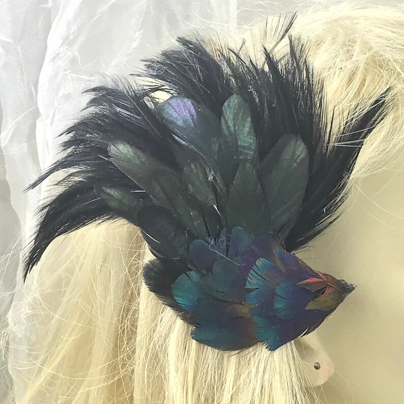 Black Feather Hair Clip Black Feather FascinatorDance Etsy