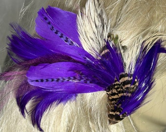 Purple  Feather Clip Fascinator, Purple Feather Hair Clip, Feather Festival Hair Accessory,Purple Barrette