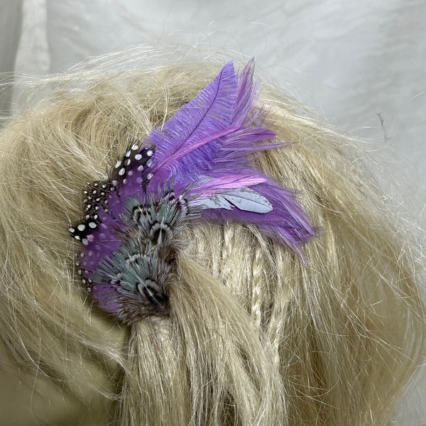 Orchid lavender Feather Hair Clip, Pastel Feather Hair Barrette, Hat Hair Lapel Feather Clip,Feather Hair Accessory,Feather Clip