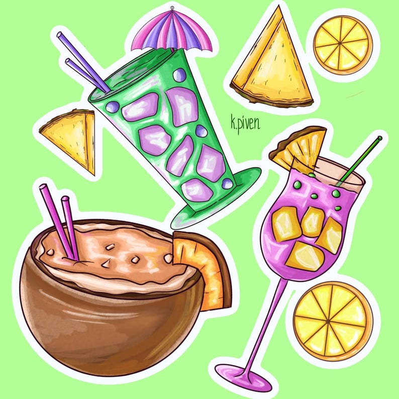 Tropical Cocktail Seamless Pattern – Summer Drink PNG, Coconut, Beach ...