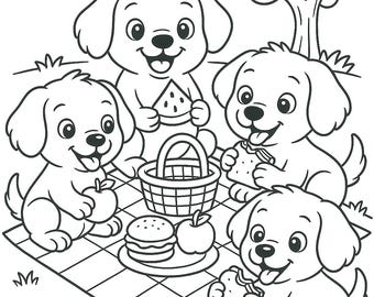 14 niedliche Welpen Malseiten - Entzückendes Hunde Malbuch für Kinder & Erwachsene - Spaß und entspannende Kunst, mutig, scharf, sauber und einfach