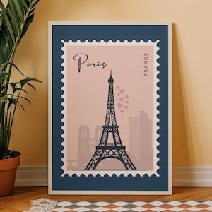 Romantische Paris Eiffelturm Wandkunst - Minimalistisches Reiseposter im Vintage Stil, französische Dekoration, Pariser Geschenk für Paare