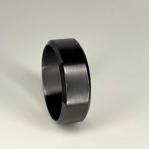 Black Zirconium Wedding Band – Minimalist Matte Machined Ring, USA Made