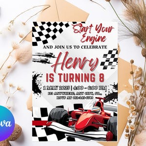 Cars Birthday Invitation | Lightning McQueen Invitation, Kids Birthday Invitation | Editable Personalized Canva Printable Digital Invitation
