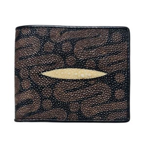Genuine Stingray Skin Men's Wallet Indonesian Batik Pattern Handmade Wallet