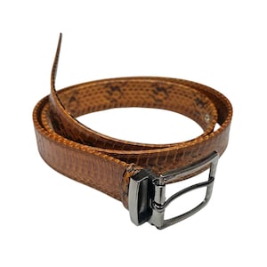 Snake Belt Radiated ratsnake Snakeskin Belt Unisex Exotic Waist Belt Buckle Brown