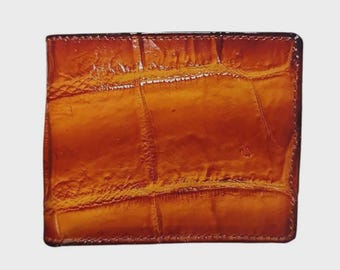 Handmade Alligator Leather Men's Wallet: Brown Hornback Skin