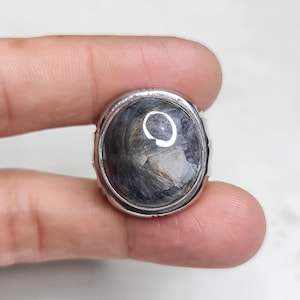Unheated Burmanese Star Sapphire Monel Stainless Steel Mens Ring No Heat Sapphire