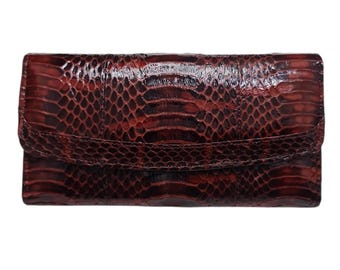 Gold Ringed Cat Snake Skin Wallet: Handmade Women's Luxury Purse