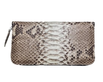 Genuine Python Snake Skin Women Long Wallet Natural Doff Purse Handmade