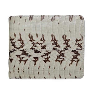 Cartera de piel de serpiente cobra gris auténtica para hombre, hecha a mano.