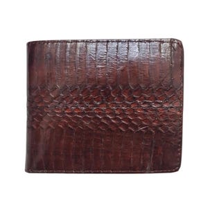 Genuine Cobra Snake Wallet Bifold Classic Coffee Brown Mens Wallet