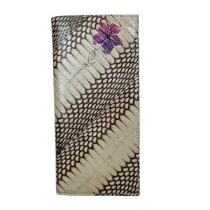 Cartera larga unisex de piel de cobra auténtica, color gris. Cartera unisex de piel de serpiente exótica hecha a mano, tarjetero y portabilletes delgados. Idea de regalo de piel de primera calidad.