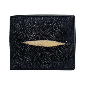 Genuine Stingray Skin-portemonnee voor heren, zwarte handgemaakte portemonnee