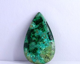 Brilliant Top Grade Quality 100% Natural Azurite Malachite Chrysocolla Cabochon Loose Gemstone, Pear Shape 44 Ct. 42X25X4 For Jewelry Making