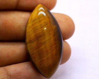 Gorgeous Top Grade Quality Natural Tiger Eye Cabochon Loose Gemstone, Marquise Shape 43 Ct. 39X20X7 mm For Making Jewelry Stone