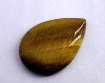 Gorgeous Top Grade Quality Natural Tiger Eye Cabochon Loose Gemstone, Pear Shape 40 Ct. 34X24X6 mm For Making Jewelry Stone