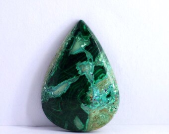 Brilliant Top Grade Quality 100% Natural Azurite Malachite Chrysocolla Cabochon Loose Gemstone, Pear Shape 64 Ct. 42X29X5 For Jewelry Making