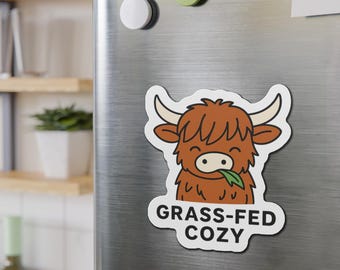 Imán troquelado de vaca de las Tierras Altas / Decoración de cocina rústica