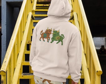 Sudadera con capucha de vellón de vaca de las tierras altas de Okinawa: sudadera con estampado japonés