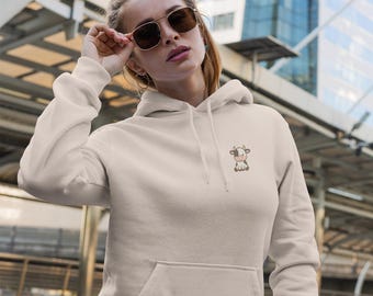 Sudadera con capucha de forro polar para amantes de las vacas: sudadera acogedora con estampado animal