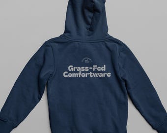 Sudadera con capucha de forro polar de tres paneles Comfortware de Grass-Fed: sudadera con capucha de forro polar suave, sostenible