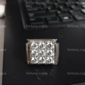 3Ct Round Cut Moissanite Men&#39;s Ring /Men&#39;s Wedding Engagement Ring /14k White Gold Plated Ring /Men&#39;s Moissanite Ring