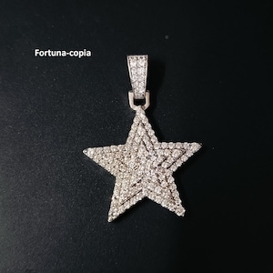 2Ct Round Cut Moissanite Star Pendant For Women&#39;s / Valentine Gift pendant for women&#39;s /Moissanite Pendant Chain 14k White Gold Plated