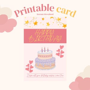 Carte d’anniversaire rose | gâteau