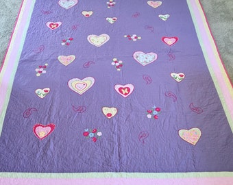 Eggplant and Dusty Copper Patchwork Quilt Queen XL Choose YOUR finish