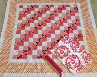 Eggplant and Dusty Copper Patchwork Quilt Queen XL Choose YOUR finish