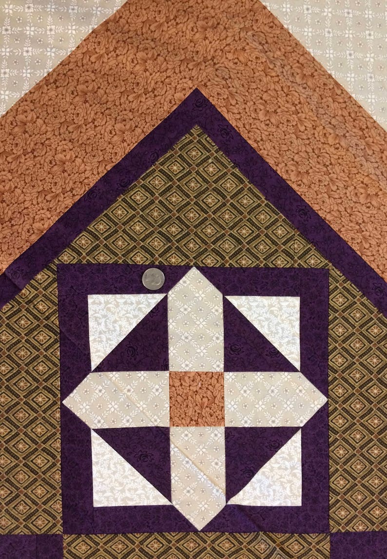 Eggplant and Dusty Copper Patchwork Quilt Queen XL Choose YOUR finish