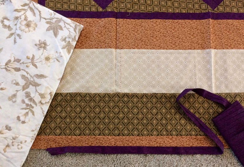 Eggplant and Dusty Copper Patchwork Quilt Queen XL Choose YOUR finish