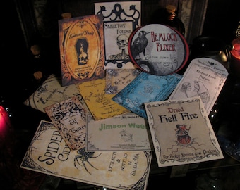 12 Halloween Potion Bottle Labels - One of a Kind Designs - Peel-n-Stick Stickers (set S/6)