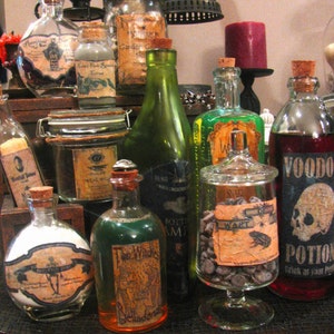 Labels for halloween potion bottles