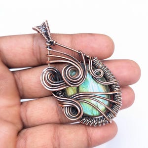 copper wire pendant, labradorite gemstone handmade design copper pendant, copper wire wrapped pendant, use for necklace jewelry, for gift